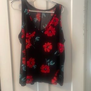Express XL. Black with red flower design. Tank top.